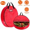 2Pcs φ30in Christmas Wreath Storage Bag 88L Water-resistant Foldable Wreath Container Bag w/ Handles Card Slot