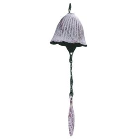 Japanese Cast Iron Wind Chimes Hangings Antique Metal Tulip Leaves Vintage Temple Bells Balcony Garden, White - Default