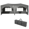 10'x20' EZ Pop Up Canopy Outdoor Portable Party Folding Tent with 6 Removable Sidewalls + Carry Bag + 6 pcs Weight Bag Beige Grey - as Pic