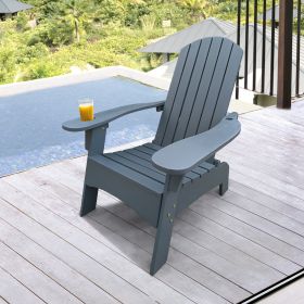 Outdoor or indoor Wood Adirondack chair with an hole to hold umbrella on the arm - Gray