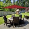 10 Feet Patio Solar Umbrella with Crank and LED Lights - wine