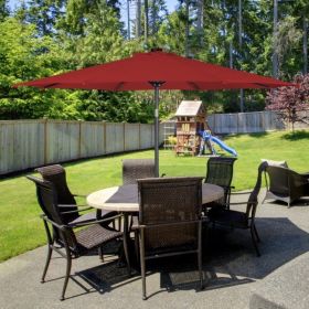 10 Feet Patio Solar Umbrella with Crank and LED Lights - wine