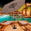 10 Feet Patio Solar Umbrella with Crank and LED Lights - tan