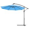 10 FT Solar LED Patio Outdoor Umbrella Hanging Cantilever Umbrella Offset Umbrella Easy Open Adustment with 24 LED Lights -blue - W41923058