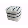 Outdoor Woven, Blue and White Stripe Pouf - Blue