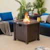 32 Inch 50,000 BTU Square Fire Pit Table with Lid and Lava Rocks - Brown