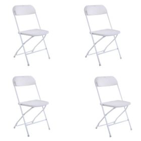 4pcs Injection Molding Classic Garden Plastic Folding Chair White - as picture