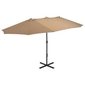 Outdoor Parasol with Aluminum Pole 181.1"x106.3" Taupe - Brown