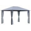 10' x 13' Patio Gazebo, Aluminum Frame, Outdoor Gazebo Canopy Shelter with Netting & Curtains, Garden, Lawn, Backyard and Deck, Gray - as Pic