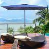 Large Blue Outdoor Umbrella 10ft Rectangular Patio Umbrella For Beach Garden Outside Uv Protection - as Pic