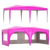 10'x20' EZ Pop Up Canopy Outdoor Portable Party Folding Tent with 6 Removable Sidewalls + Carry Bag + 6pcs Weight Bag Beige Pink - as Pic