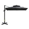 10ft Offset Patio Umbrella, Hanging Cantilever Umbrella, Square Shape, Aluminum Cross Base, Tilt, 360-Degree Rotation, Gray - as Pic