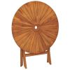 Folding Patio Table Ø 33.5"x29.5" Solid Wood Teak - Brown
