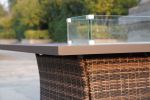 Elegant PE Wicker and Aluminium Patio Dining Fire Pit Table - Rectangular