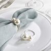 2023 Elegant Pearls Napkin Rings Metal Napkin Holders U-Shaped Napkin Buckle Wedding Gifts Party Christmas Festival Table Decor - CN - 24pcs grey