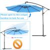 10 FT Solar LED Patio Outdoor Umbrella Hanging Cantilever Umbrella Offset Umbrella Easy Open Adustment with 24 LED Lights -blue - W41923058