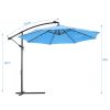 10 FT Solar LED Patio Outdoor Umbrella Hanging Cantilever Umbrella Offset Umbrella Easy Open Adustment with 24 LED Lights -blue - W41923058