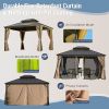 Hardtop Gazebo Outdoor Aluminum Gazebos Grill with Galvanized Steel Double Canopy for Patios Deck Backyard,Curtains&Netting - as Pic