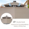 TOPMAX Patio 9.8ft.L x 9.8ft.W Gazebo with Extended Side Shed/Awning and LED Light for Backyard,Poolside, Deck, Brown - as pic