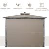 TOPMAX Patio 9.8ft.L x 9.8ft.W Gazebo with Extended Side Shed/Awning and LED Light for Backyard,Poolside, Deck, Brown - as pic