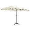 Outdoor Parasol with Aluminum Pole 181.1"x106.3" Sand - Beige