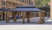 12*20FT patic gazebo; alu gazebo with steel canopy; Outdoor Permanent Hardtop Gazebo Canopy for Patio;  Garden;  Backyard - Bronze