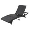 193*68*33cm S Shape Iron Frame Black Embossed Blue Cushion Woven Rattan Bed - as picture
