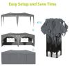 10'x20' EZ Pop Up Canopy Outdoor Portable Party Folding Tent with 6 Removable Sidewalls + Carry Bag + 6 pcs Weight Bag Beige Grey - as Pic