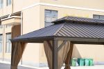 12*20FT patic gazebo; alu gazebo with steel canopy; Outdoor Permanent Hardtop Gazebo Canopy for Patio;  Garden;  Backyard - Bronze