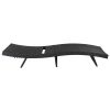 193*68*33cm S Shape Iron Frame Black Embossed Blue Cushion Woven Rattan Bed - as picture