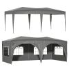 10'x20' EZ Pop Up Canopy Outdoor Portable Party Folding Tent with 6 Removable Sidewalls + Carry Bag + 6 pcs Weight Bag Beige Grey - as Pic