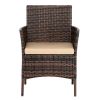 2pcs Arm Chairs 1pc Love Seat & Tempered Glass Coffee Table Rattan Sofa Set Brown Gradient - as picture