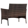 2pcs Arm Chairs 1pc Love Seat & Tempered Glass Coffee Table Rattan Sofa Set Brown Gradient - as picture