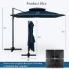 9.5 Feet Cantilever Patio Umbrella with 360° Rotation and Double Top - Navy