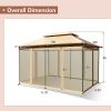 10 Feet x 13 Feet Tent Canopy Shelter with Removable Netting Sidewall - Tan