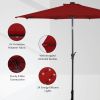 10 Feet Patio Solar Umbrella with Crank and LED Lights - wine