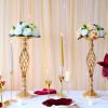 Gold/Silver Wedding Candle Holders Decor Table Centerpiece Pillar Flower Vase Rack Stand Road Lead Floral Bouquet Party Supplies - White - China