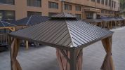 12*12FT patic gazebo,alu gazebo with steel canopy,Outdoor Permanent Hardtop Gazebo Canopy for Patio, Garden, Backyard - as pic