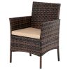 2pcs Arm Chairs 1pc Love Seat & Tempered Glass Coffee Table Rattan Sofa Set Brown Gradient - as picture