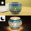Mosaic Glass Candlestick Color Snowflake Mosaic Candle Holder Romantic Candlelight Table Centerpieces Party Dinner Wedding Decor - 3PCS set B - CN