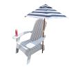 Outdoor or indoor Wood Adirondack chair with an hole to hold umbrella on the arm - white