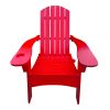 Outdoor or indoor Wood Adirondack chair with an hole to hold umbrella on the arm - red