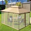 10 Feet x 13 Feet Tent Canopy Shelter with Removable Netting Sidewall - Tan