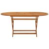 Folding Patio Table 63"x33.5"x29.5" Solid Eucalyptus Wood - Brown