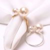 2023 Elegant Pearls Napkin Rings Metal Napkin Holders U-Shaped Napkin Buckle Wedding Gifts Party Christmas Festival Table Decor - CN - 24pcs silver