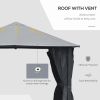 10' x 10' Patio Gazebo, Outdoor Gazebo Canopy Shelter with Netting & Curtains, Vented Roof, for Garden, Lawn, Backyard and Deck, Black - as Pic