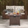 32 Inch 50,000 BTU Square Fire Pit Table with Lid and Lava Rocks - Brown