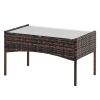 2pcs Arm Chairs 1pc Love Seat & Tempered Glass Coffee Table Rattan Sofa Set Brown Gradient - as picture