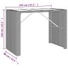 Bar Table with Glass Top Gray 57.1"x31.5"x43.3" Poly Rattan - Gray