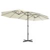 Outdoor Parasol with Aluminum Pole 181.1"x106.3" Sand - Beige